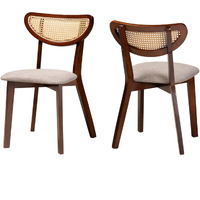 Baxton Studio Dannell Mid-Century Modern Grey Fabric And Walnut Brown Finished Wood Dining Chair