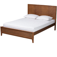 Baxton Studio Carver Classic Transitional Ash Walnut Finished Wood Queen Size Platform Bed