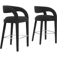 Pinnacle Boucle Upholstered Bar Stool Set Of Two