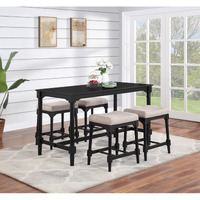 Martina 5-Piece Rectangular Spindle Leg Counter Height Dining Set Oatmeal And Black