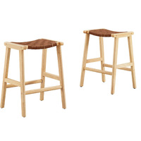 Saoirse Faux Leather Wood Counter Stool - Set Of 2