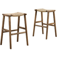 Saoirse Woven Rope Wood Bar Stool - Set Of 2