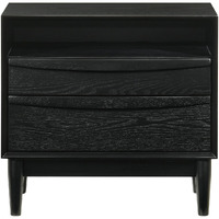 Artemio 2 Drawer Wood Nightstand With Shelf In Black Finish