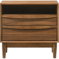 Artemio 2 Drawer Wood Nightstand With Shelf In Walnut Finish