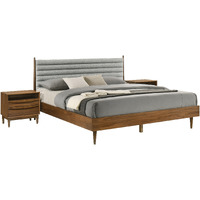 Artemio King 3 Piece Wood Bedroom Set In Walnut Finish