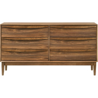 Artemio 6 Drawer Wood Dresser In Walnut Finish