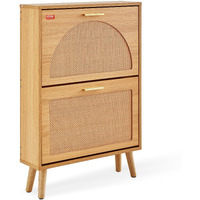Vevor Shoe Cabinet With 2 Flip Drawers  Shoe Storage Cabinet For Entryway  Free Standing Shoe Storage Organizer With Rattan Doors For Heels  Boots  Slippers In Hallway  Living Room