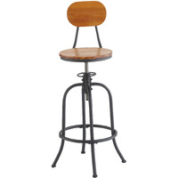 Adjustable Swivel Stool With Back - Black