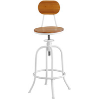 Adjustable Swivel Stool With Back - White