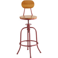 Adjustable Swivel Stool With Back - Red