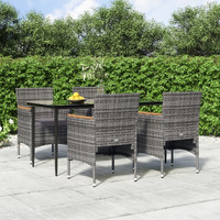 Vidaxl 5 Piece Patio Dining Set With Cushions Gray And Black