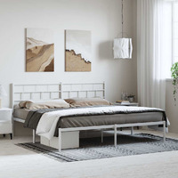 Vidaxl Metal Bed Frame With Headboard White 72""X83.9"" California King
