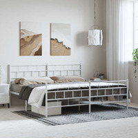 Vidaxl Metal Bed Frame With Headboard&Footboard White 72""X83.9"" California King