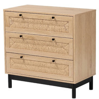 Baxton Studio Cherelle Mid-Century Modern Light Brown And Black 3-Drawer Storage Cabinet
