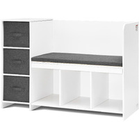 Vevor Kids Reading Nook Bench  Toddler Bookshelf And Bookcase With Detachable Seat Cushion  6-Cubby Storage Organizer Bench With 3 Drawers  Ideal For Playroom  Bedroom  Living Room Or Entryway  White