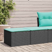 Vidaxl 2 Piece Garden Sofa Set With Cushions Black Poly Rattan Acacia