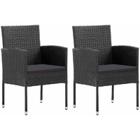 Vidaxl Garden Chairs With Black Cushions 2 Pcs Black Poly Rattan