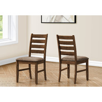 Dining Chair  38"" Height  Dining Room  Kitchen  Set Of 2  Side  Upholstered  Brown Fabric  Antique Cherry  Transitional