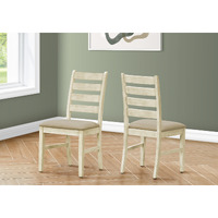 Dining Chair  38"" Height  Dining Room  Kitchen  Set Of 2  Side  Upholstered  Antique White  Beige Linen Look  Transitional