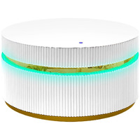Tavita 39"" Round White Coffee Table With Glass Top And Led Lights