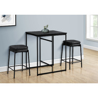 Dining Table  32"" Rectangular  Counter Height  Small  Laminate Top  Kitchen  Black Laminate  Black Metal  Contemporary  Modern
