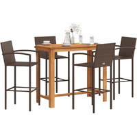 Vidaxl 5 Piece Patio Bar Set Brown Solid Wood Acacia And Poly Rattan