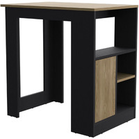 Kitchen Island 36"" H  Three Shelves And One Cabinet   Black / Natural Oak