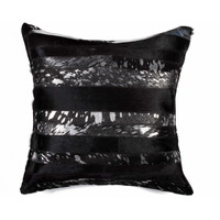 18"" X 18"" X 5"" Black And Silver  Pillow