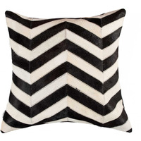 18"" X 18"" X 5"" Lovely Black And Natural Kobe Cowhide  Pillow