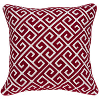 20"" X 7"" X 20"" Transitional Red And White Cotton Pillow Cover With Poly Insert