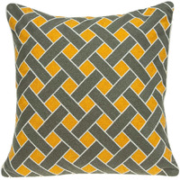20"" X 7"" X 20"" Transitional Gray And Orange Pillow Cover With Poly Insert