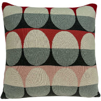 20"" X 7"" X 20"" Transitional Gray And Red Pillow Cover With Poly Insert