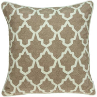 20"" X 7"" X 20"" Transitional Beige And White Pillow Cover With Poly Insert