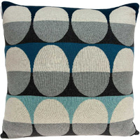 20"" X 7"" X 20"" Transitional Gray And Blue Pillow Cover With Poly Insert