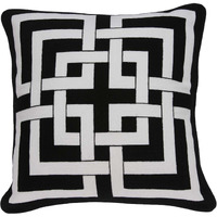 20"" X 7"" X 20"" Transitional Black And White Pillow Cover With Poly Insert