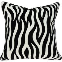 20"" X 7"" X 20"" Transitional Black And White Zebra Pillow Cover With Poly Insert