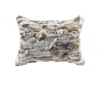 5"" X 12"" X 20"" 100% Natural Rabbit Fur Tan And White Pillow
