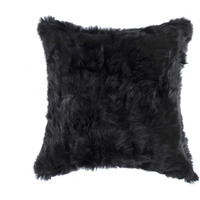 5"" X 18"" X 18"" 100% Natural Rabbit Fur Black Pillow