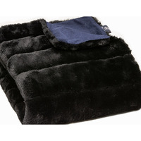 Premier Luxury Onyx Stripe Faux Fur Throw Blanket