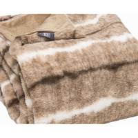 Premier Luxury Light Brown And White Faux Fur Throw Blanket