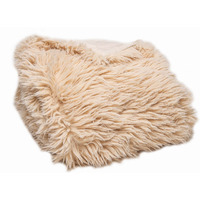 Chunky Flokati Faux Wool Off White Throw Blanket