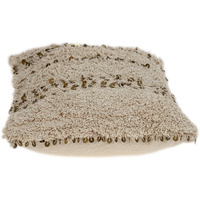 Boho Woven Shaggy Sequin Lumbar Pillow