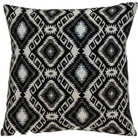Jet Black And White Geo Throw Pillow