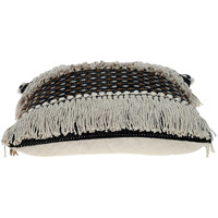Black And Ivory Textured Throw Pillow