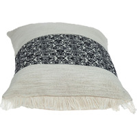 Black And White Geometric Fringe Throw Pillow