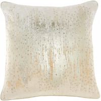 Homeroots Rose Gold Velvet Cream Sequined Ombre Throw Pillow