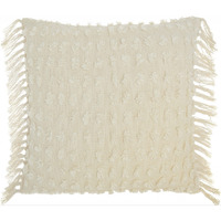 Homeroots Grey Cotton Tassel Detailed White Throw Pillow