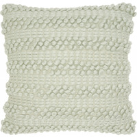 Homeroots White Acrylic Xl Mint Green Pom-Pom Detailed Throw Pillow