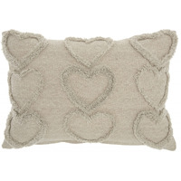Homeroots Grey Cotton Whimsical Heart Detail Gray Lumbar Pillow