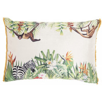 Homeroots Grey Cotton Multicolor Jungle Art Lumbar Pillow